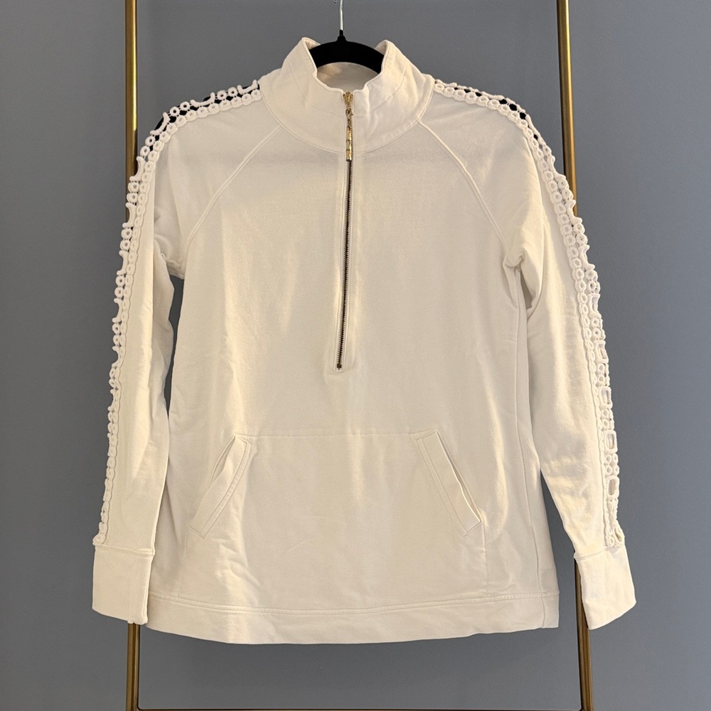 Lilly Pulitzer White Popover Half Zip Sweater